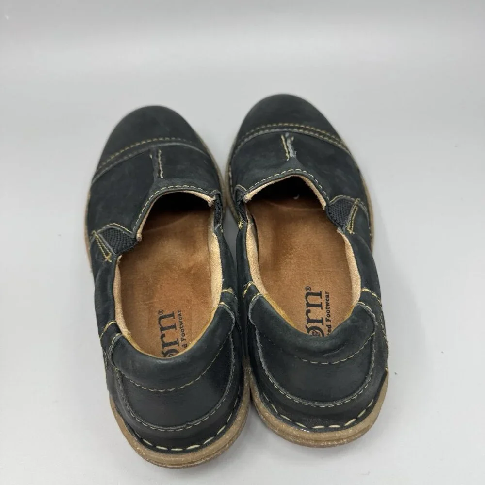 Born Womens Size 8.5 Nampa Nubuck Black Leather Loafer
